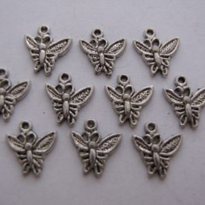 10 Silver metal butterflies