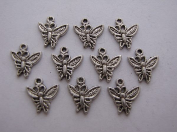 10 Silver metal butterflies