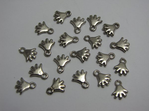 20 Silver metal hand charms