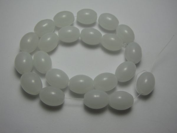 White oval glass beads