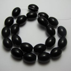 Black oval glass beads
