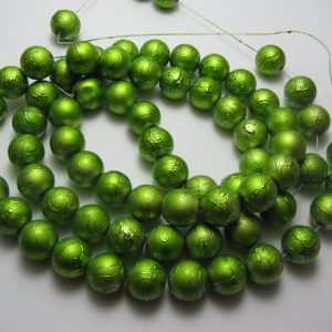 Green painted beads 12mm