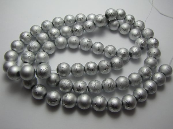 Silver painted beads 12mm