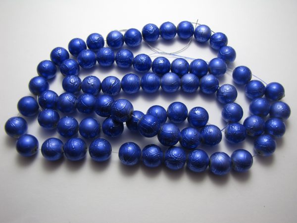 Blue painted beads 12mm