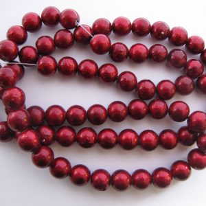 Red painted beads 12mm