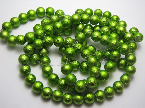 Green painted beads 8mm