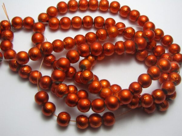 Orange painted beads 8mm