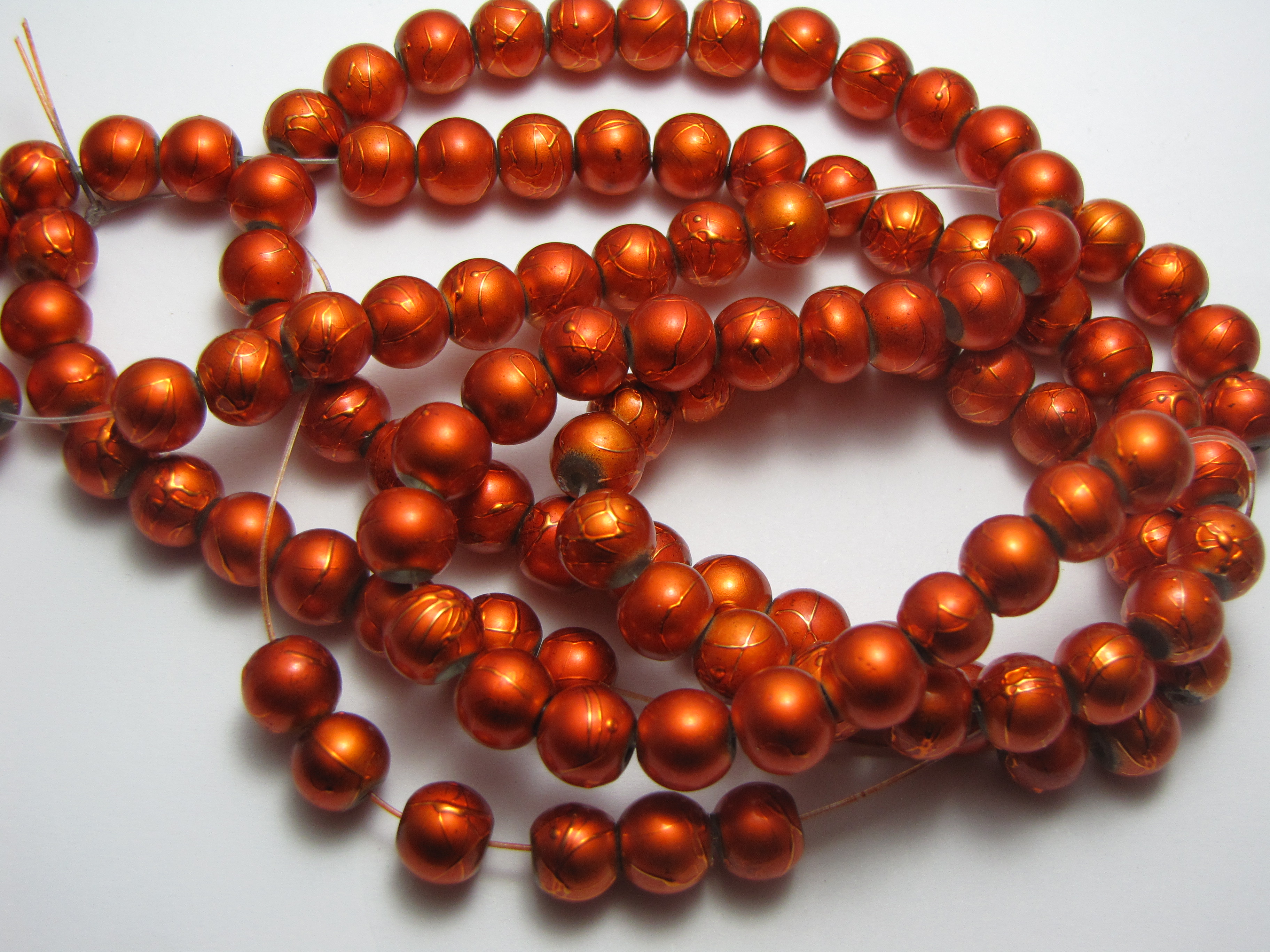Orange painted beads 8mm Beadzone