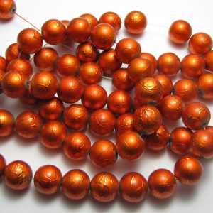 Orange painted beads 12mm