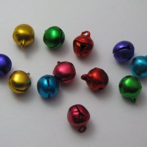 12 Coloured metal bells 10mm