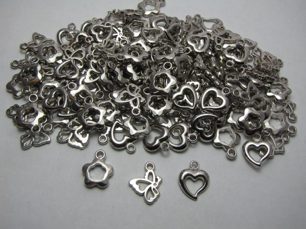 40 Mixed silver coloured charms