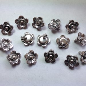 15 Silver metal flower charms