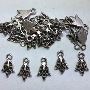 20 Silver metal flower charms