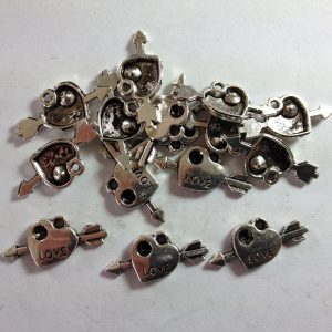 15 Silver metal heart charms