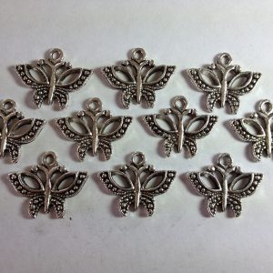 10 Silver metal butterfly charms