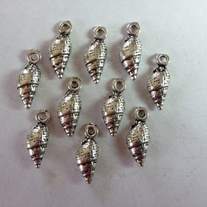 10 Silver metal shell charms
