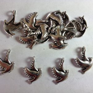 15 Silver metal bird charms