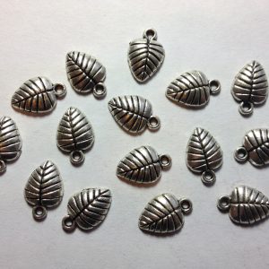 15 Silver metal leaf charms