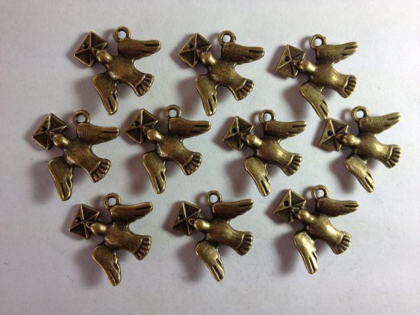 10 Bronze metal bird charms