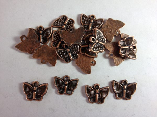 20 Copper metal butterfly charms