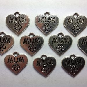 10 Silver metal heart charms
