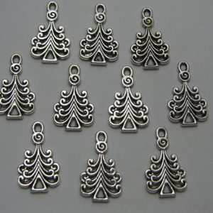 10 Silver metal tree charms